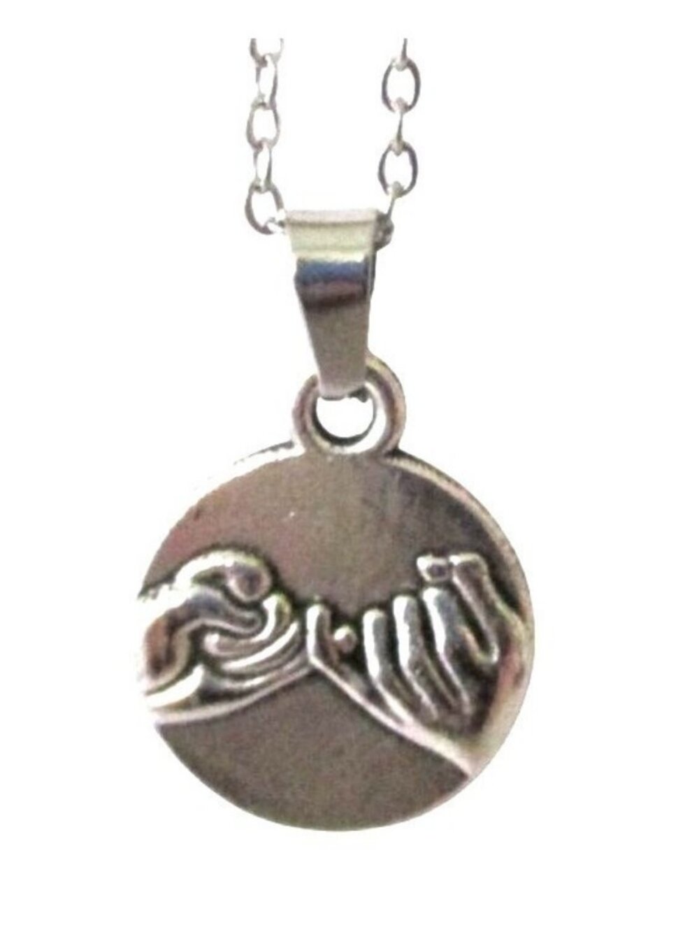 New Pinky Pinkie Promise Pendant Necklace on 18" Stainless Chain Women Teens Jew